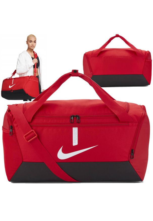 Torba sportowa Nike Academy Duff L treningowa na ramię z komorą na buty 95L. Kolor: czerwony. Sport: fitness
