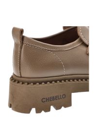 CheBello - Brązowe Półbuty Chebello Modne Skórzane Mokasyny Damskie. Okazja: na co dzień. Kolor: brązowy. Materiał: skóra. Styl: casual, klasyczny, elegancki #5