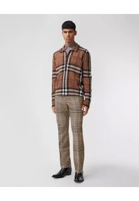 Burberry - BURBERRY - Wełniane spodnie w kratkę. Kolor: brązowy. Materiał: wełna. Wzór: kratka. Sezon: jesień. Styl: klasyczny #2