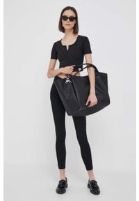 Calvin Klein Jeans top damski kolor czarny. Kolor: czarny. Materiał: dzianina. Wzór: gładki, aplikacja #2