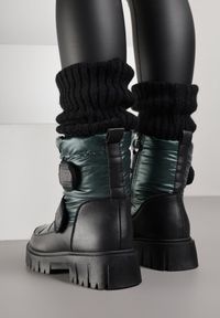 Renee - Ciemnozielone Śniegowce na Rzepy i Grubej Podeszwie Cashel. Zapięcie: rzepy. Kolor: zielony. Materiał: futro, materiał #5