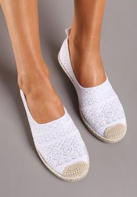 Born2be - Białe Płaskie Espadryle na Plecionej Podeszwie Dimzarra. Okazja: na co dzień. Kolor: biały. Materiał: len. Sezon: lato. Styl: klasyczny, casual, elegancki #4