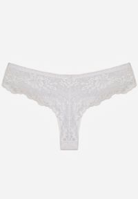 Renee - Białe Majtki Stringi Ozdobione Koronką Phisoris. Kolor: biały. Materiał: koronka. Wzór: koronka, aplikacja #2