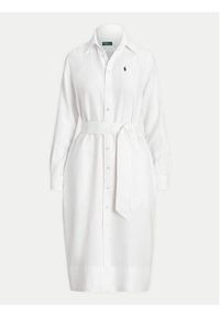 Polo Ralph Lauren Sukienka koszulowa 211943992001 Biały Regular Fit. Typ kołnierza: polo. Kolor: biały. Materiał: len. Typ sukienki: koszulowe #2