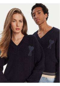 AMI PARIS Sweter UKS268.KN0068 Granatowy Regular Fit. Kolor: niebieski. Materiał: wełna #4