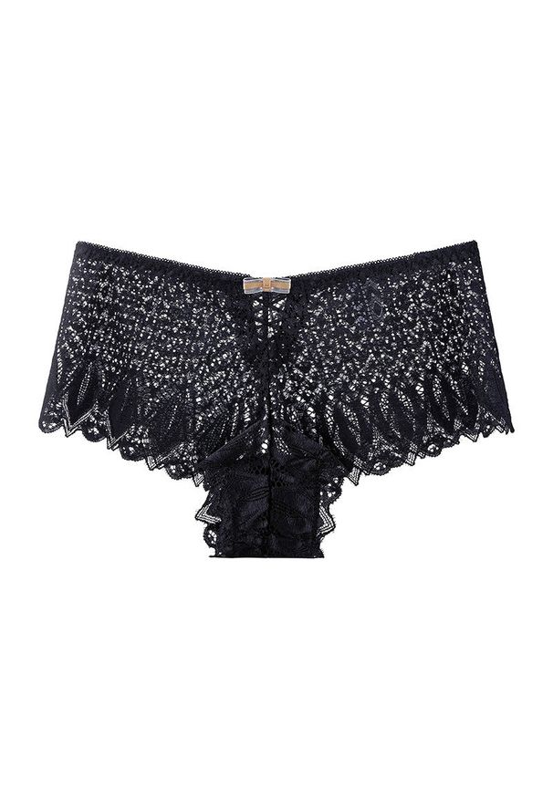 Intica - Szorty koronkowe z falbanką wszechstronne i eleganckie Sidonie. Kolor: czarny. Materiał: koronka. Wzór: koronka