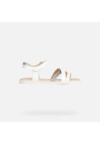 Geox - Sandały GEOX J SANDAL KARLY GIRL Biały. Kolor: biały. Materiał: syntetyk, skóra. Sezon: lato