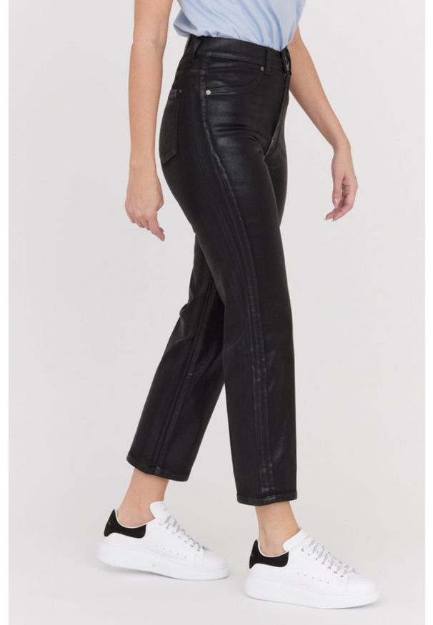 7 FOR ALL MANKIND Czarne błyszczące spodnie damskie Logan Stovepipe Supshicoa, Rozmiar 29. Kolor: czarny