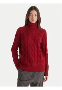 TOMMY HILFIGER - Tommy Hilfiger Golf WW0WW46791 Czerwony Regular Fit. Typ kołnierza: golf. Kolor: czerwony. Materiał: wełna #1