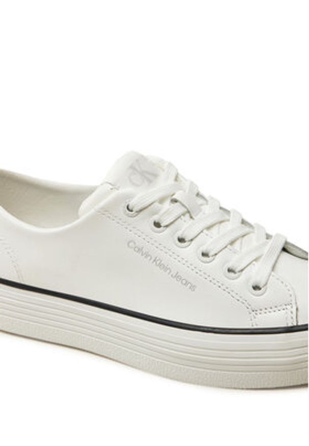 Calvin Klein Jeans Tenisówki Bold Vulc Flatf Low Lth In YW0YW01633 Biały. Kolor: biały. Materiał: skóra
