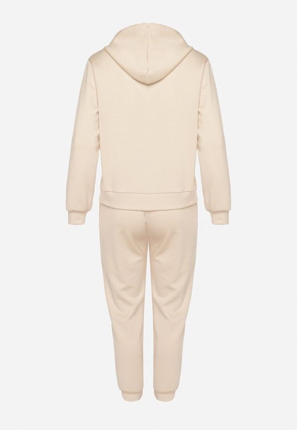 Born2be - Beżowy Komplet Dresowy Rozpinana Bluza i Spodnie Joggery z Bawełną Anarrise. Kolor: beżowy. Materiał: dresówka, bawełna