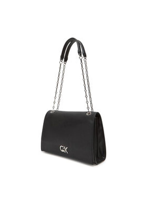 Calvin Klein Torebka Re-Lock Medium Chain LV04F3104G Czarny. Kolor: czarny. Materiał: skórzane