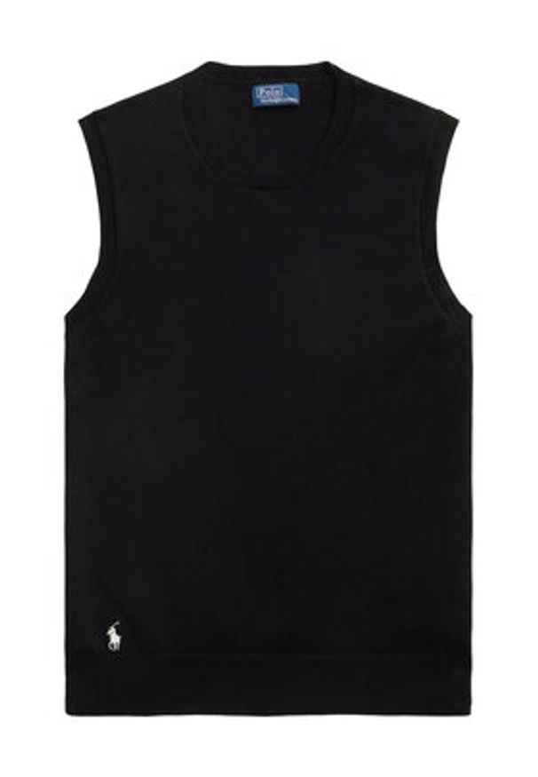 Polo Ralph Lauren Sweter 211972111001 Czarny Straight Fit. Typ kołnierza: polo. Kolor: czarny. Materiał: bawełna