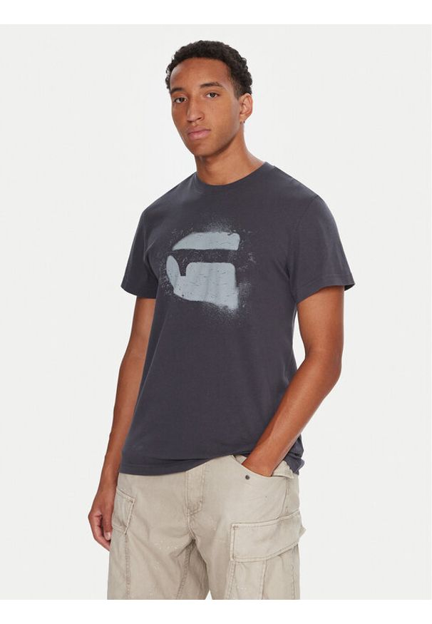 G-Star RAW - G-Star Raw T-Shirt Spray Logo D26833-D101 Granatowy Regular Fit. Kolor: niebieski. Materiał: bawełna