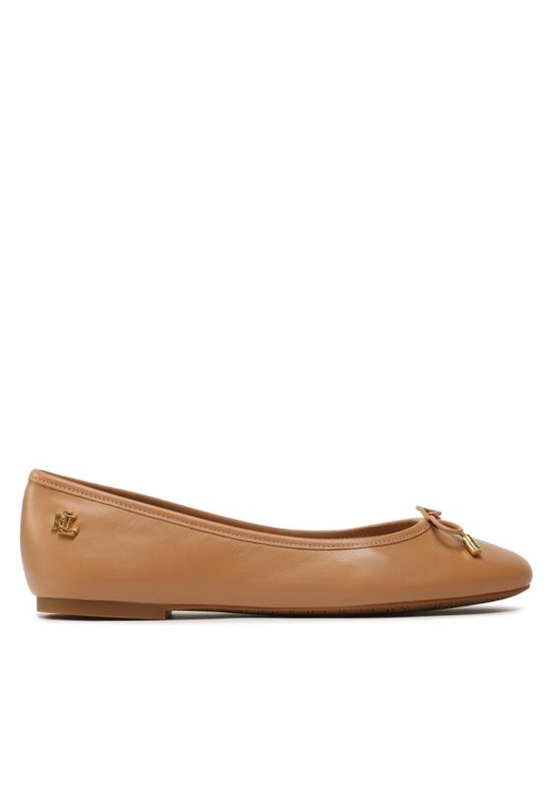 Lauren Ralph Lauren - LAUREN RALPH LAUREN Baleriny Jayna 802824650015 Brązowy. Kolor: brązowy. Materiał: skóra