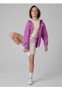 4f - 4F Bluza dresowa loose z kapturem dziewczęca - fioletowa 158/164 (12-14 lat). Okazja: na co dzień, na uczelnię. Typ kołnierza: kaptur. Kolor: fioletowy. Materiał: dresówka. Sezon: lato. Styl: casual #2