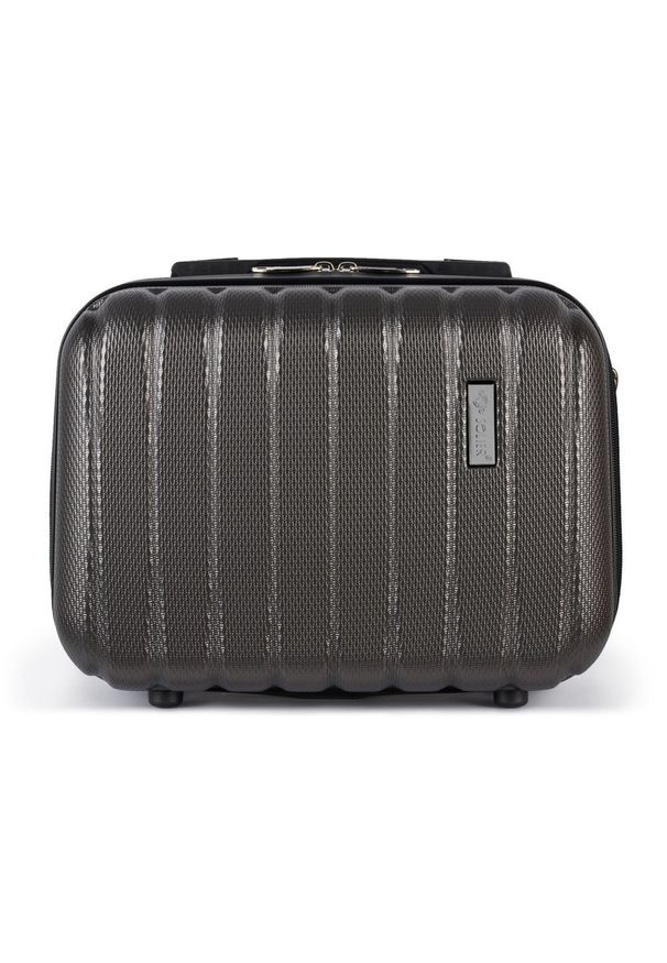 Solier - Kuferek podróżny mały ABS SOLIER STL902 ciemny szary. Kolor: szary. Materiał: materiał