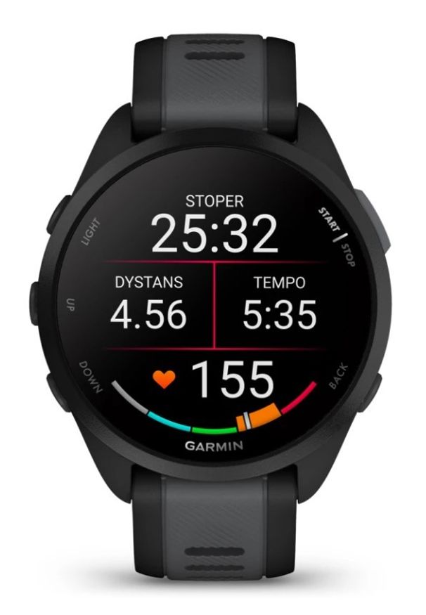 GARMIN - Garmin Forerunner 165 czarny. Rodzaj zegarka: smartwatch. Kolor: czarny. Styl: casual