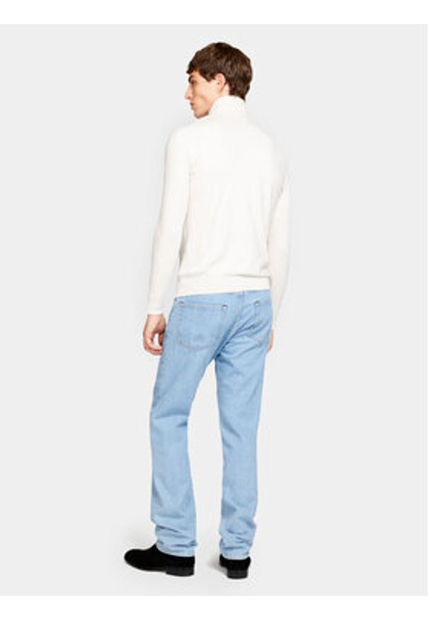 Sisley Golf 10F2S2244 Beżowy Slim Fit. Typ kołnierza: golf. Kolor: beżowy. Materiał: bawełna