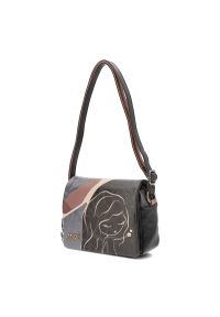 Stylowa Brązowa Torebka Damska Z Klapką Anekke. Kolor: brązowy. Wzór: nadruk. Materiał: skórzane. Styl: elegancki #4