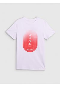 4f - 4F Koszulka kibica męska - biała XXL. Okazja: na co dzień. Kolor: biały. Materiał: materiał, bawełna, dzianina. Wzór: nadruk. Styl: casual, klasyczny, sportowy #1