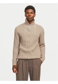 Jack & Jones - Jack&Jones Sweter Blunorth 12261780 Beżowy Regular Fit. Kolor: beżowy. Materiał: syntetyk