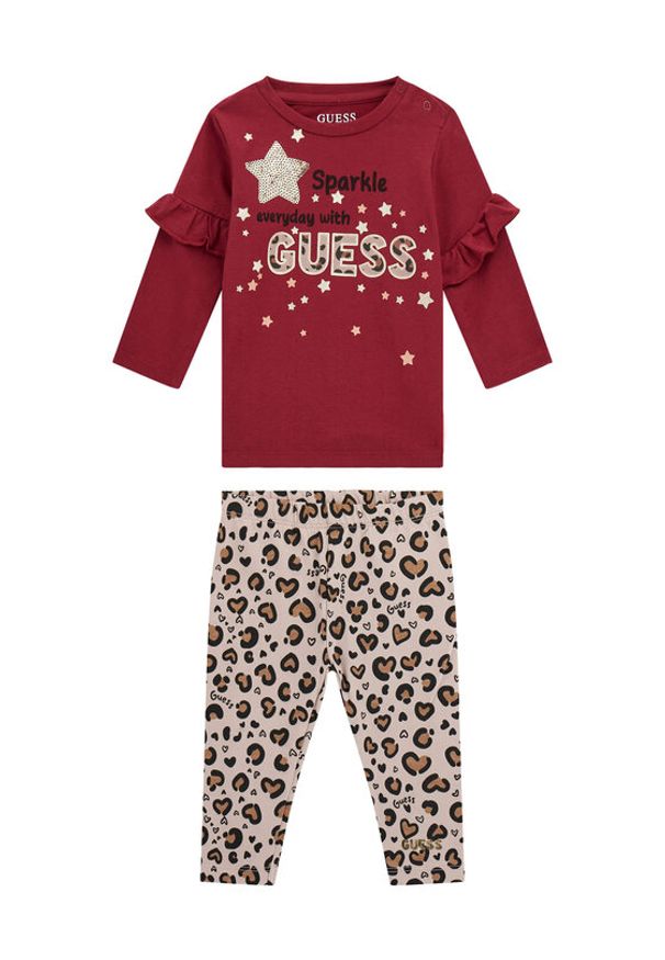 Guess Komplet dresowy H5BW07 KAVN4 Bordowy Regular Fit. Kolor: czerwony. Materiał: bawełna