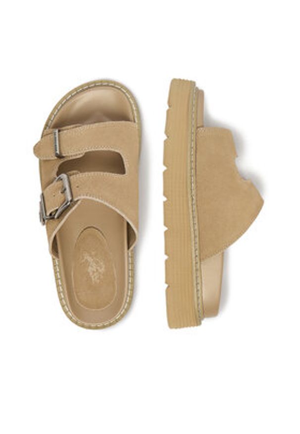 U.S. Polo Assn. Klapki EO-TANIA001W/6S1 Beżowy. Kolor: beżowy. Materiał: zamsz, skóra