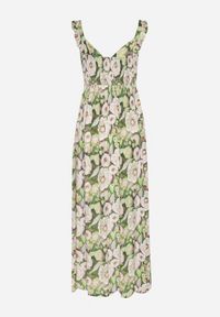 Born2be - Zielona Rozkloszowana Sukienka z Wiskozy w Kwiatowym Wzór Redeelle. Okazja: na co dzień. Kolor: zielony. Materiał: wiskoza. Wzór: kwiaty. Typ sukienki: rozkloszowane. Styl: casual, elegancki #3