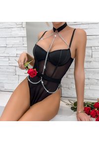 Intica - Body z łańcuszkiem eleganckie na wyjątkowe okazje Folline. Kolor: różowy. Materiał: materiał #11