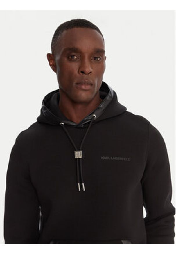 Karl Lagerfeld - KARL LAGERFELD Bluza 705039 554907 Czarny Regular Fit. Typ kołnierza: dekolt w karo. Kolor: czarny. Materiał: bawełna, syntetyk