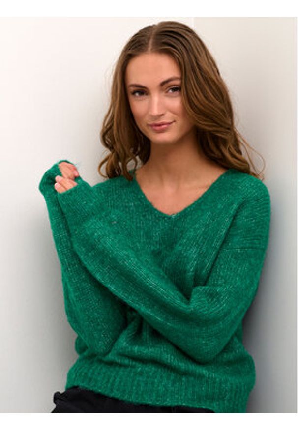 Kaffe Sweter Kasarla V-Neck 10506829 Zielony Loose Fit. Kolor: zielony. Materiał: syntetyk