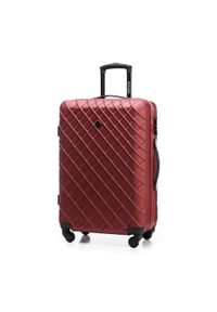 Wittchen - Średnia walizka z ABS-u w ukośną kratkę bordowa. Kolor: czerwony. Materiał: guma. Wzór: kratka #4