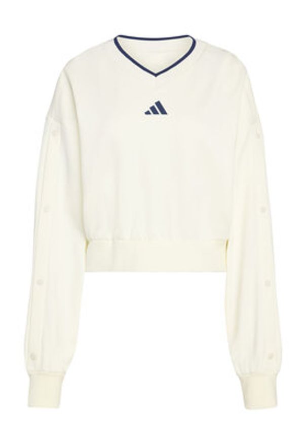 Adidas - adidas Bluza Stadium JZ1074 Biały Loose Fit. Kolor: biały. Materiał: bawełna
