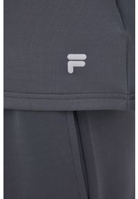 Fila bluza damska kolor szary z kapturem gładka. Typ kołnierza: kaptur. Kolor: szary. Materiał: dzianina. Wzór: gładki #2