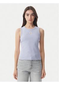Calvin Klein Jeans Top LV047C201G Niebieski jasny Slim Fit. Kolor: niebieski. Materiał: bawełna #1