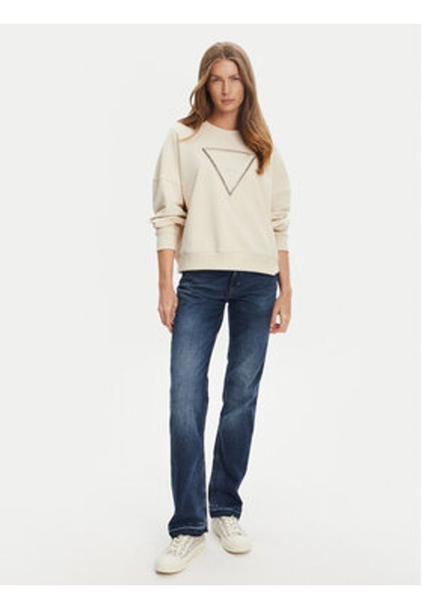 Guess Bluza W5YQ04 KC8I0 Beżowy Regular Fit. Kolor: beżowy. Materiał: bawełna