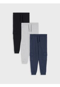 Sinsay - Spodnie slim 3 pack - granatowy. Kolor: niebieski