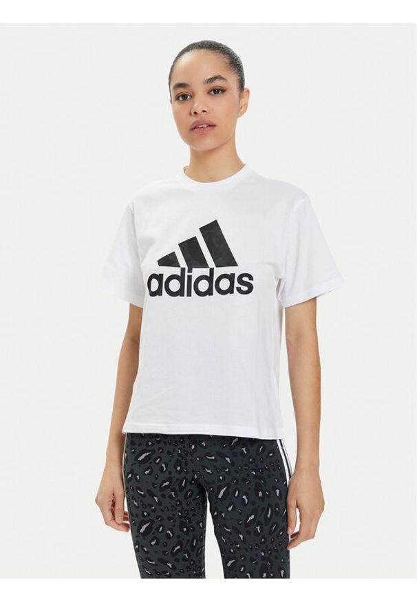 Adidas - adidas T-Shirt Floral Graphic Big Logo IN7314 Biały Regular Fit. Kolor: biały. Materiał: bawełna