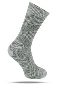 His Story - Ciepłe Wełniane Skarpetki Zimowe - Drobny Wzór, Popiel. Materiał: wełna, elastan, poliamid. Wzór: geometria #1