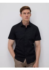 Reserved - Bawełniana koszula super slim fit - czarny. Kolor: czarny. Materiał: bawełna