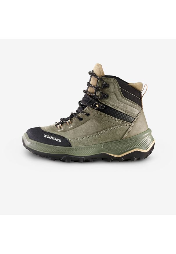 SIMOND - Buty trekkingowe damskie Forclaz MT100 skóra wodoodporne. Kolor: beżowy, wielokolorowy, brązowy, zielony. Materiał: skóra. Szerokość cholewki: normalna. Styl: sportowy
