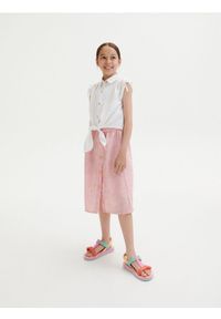 Reserved - Spódnica z guzikami - różowy. Kolor: różowy. Materiał: tkanina, bawełna