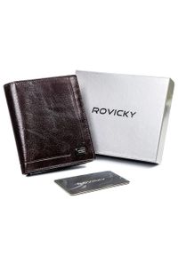 ROVICKY - Portfel skórzany Rovicky PC-102-BAR brązowy. Kolor: brązowy. Materiał: skóra. Wzór: aplikacja