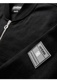 Ombre Clothing - Bawełniana rozpinana męska bluza dresowa bomberka – czarna V5 - Rozmiar: L. Okazja: na co dzień. Kolor: czarny. Materiał: dresówka, bawełna. Wzór: aplikacja. Styl: sportowy, casual, elegancki #8