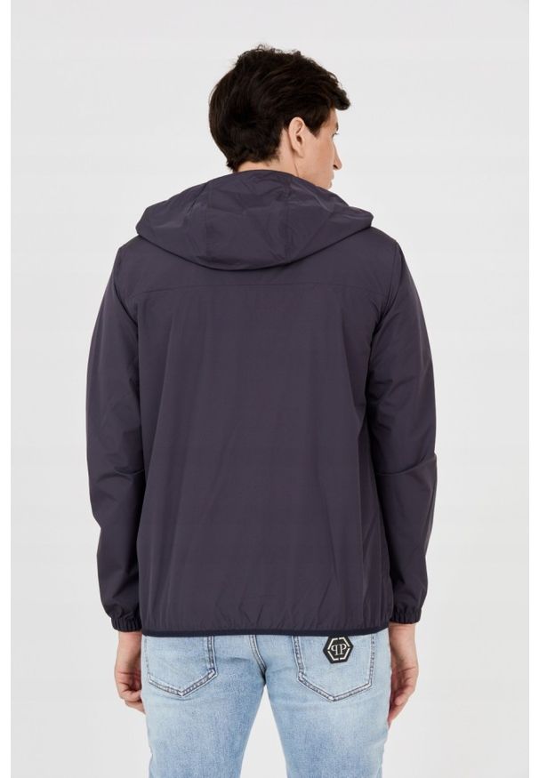 Philipp Plein - PHILIPP PLEIN Męska kurtka wiatrówka granatowa, Rozmiar XXL. Typ kołnierza: kaptur. Kolor: niebieski