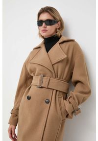 MICHAEL Michael Kors płaszcz wełniany kolor brązowy przejściowy dwurzędowy. Kolor: brązowy. Materiał: wełna. Styl: klasyczny #2