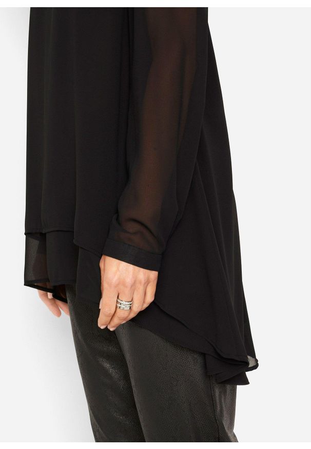 bonprix - Długa tunika z dłuższym tyłem. Kolor: czarny. Długość: długie