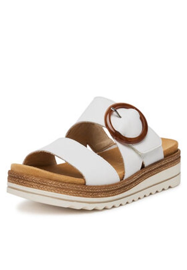 Remonte Klapki D0Q51-82 Biały. Kolor: biały. Materiał: skóra