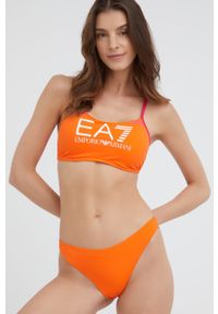 EA7 Emporio Armani dwuczęściowy strój kąpielowy kolor pomarańczowy usztywniona miseczka. Kolor: pomarańczowy. Materiał: materiał